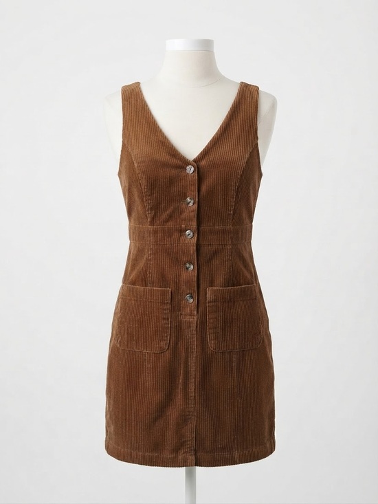 Ricki's Dresses & Skirts - Ricki's Brown/Tobacco Corduroy Button-Front Pinafore Dress S